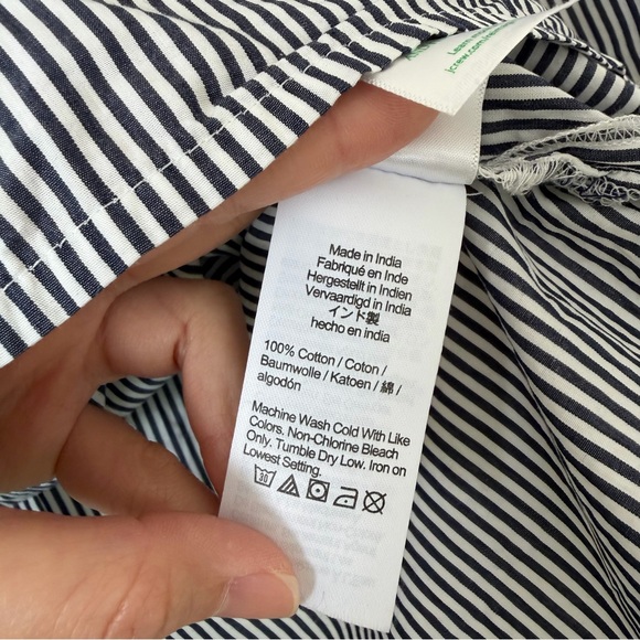 J. Crew Lace Collar Poplin Top Stripe Size XS BS126 Cottagecore Neutral Spring - Picture 10 of 13